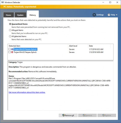 Windows Defender Screenshot