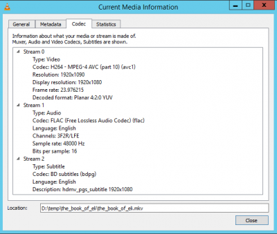 Disc converted to h.264, using same as source. This works as expected.