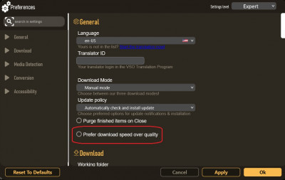 VSO Downloader v6.0.0.83 NEW Setting [X] Prefer speed over quality.jpg