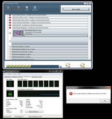 Out of memory with task manager memory tab open